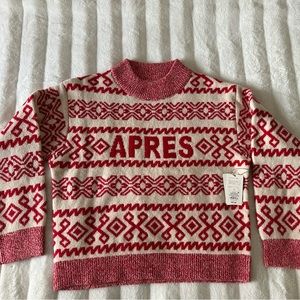Target Apres sweater red with pattern.  Size Large. Tik tok sensation.